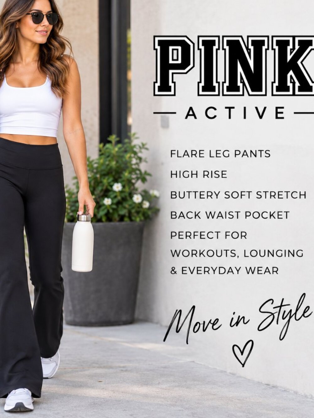 NWT PINK Active Black Flare Leg Medium Yoga Pants